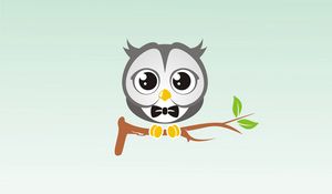 Preview wallpaper owl, art, branch, bow tie