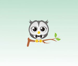 Preview wallpaper owl, art, branch, bow tie