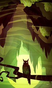 Preview wallpaper owl, art, branch, bird