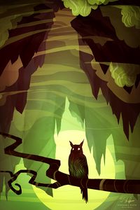 Preview wallpaper owl, art, branch, bird