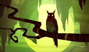 Preview wallpaper owl, art, branch, bird
