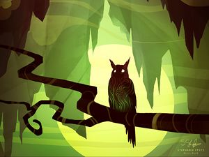 Preview wallpaper owl, art, branch, bird
