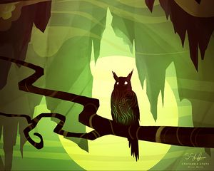 Preview wallpaper owl, art, branch, bird