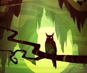 Preview wallpaper owl, art, branch, bird