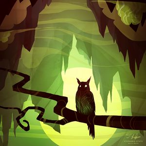 Preview wallpaper owl, art, branch, bird