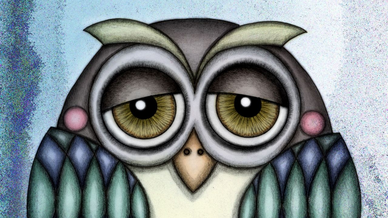 Wallpaper owl, art, cute, drawing