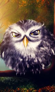 Preview wallpaper owl, bird, art, branches