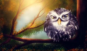 Preview wallpaper owl, bird, art, branches