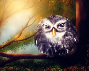 Preview wallpaper owl, bird, art, branches