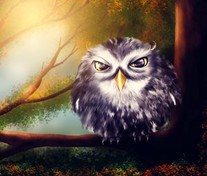 Preview wallpaper owl, bird, art, branches