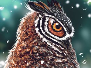 Preview wallpaper owl, bird, art, head, eye, beak