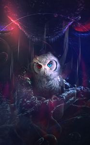 Preview wallpaper owl, bird, art, eyes, colorful