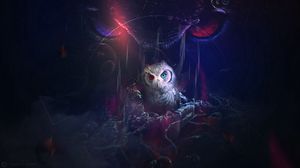 Preview wallpaper owl, bird, art, eyes, colorful