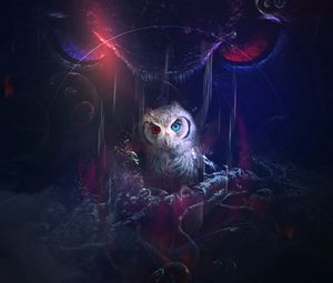Preview wallpaper owl, bird, art, eyes, colorful