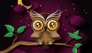 Preview wallpaper owl, bird, art, branch