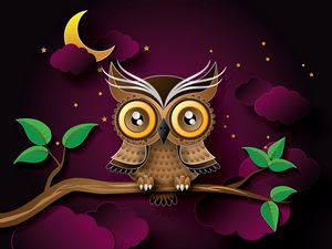Preview wallpaper owl, bird, art, branch