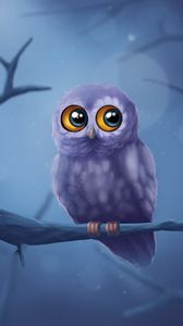 Preview wallpaper owl, bird, branch, tree, art