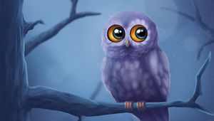 Preview wallpaper owl, bird, branch, tree, art