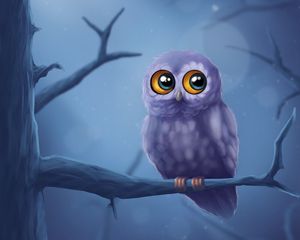 Preview wallpaper owl, bird, branch, tree, art