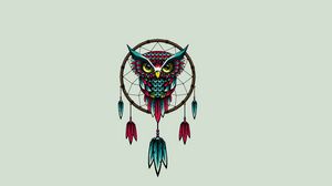 Preview wallpaper owl, bird, dreamcatcher, art
