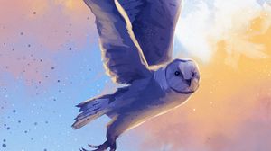 Preview wallpaper owl, bird, flight, art