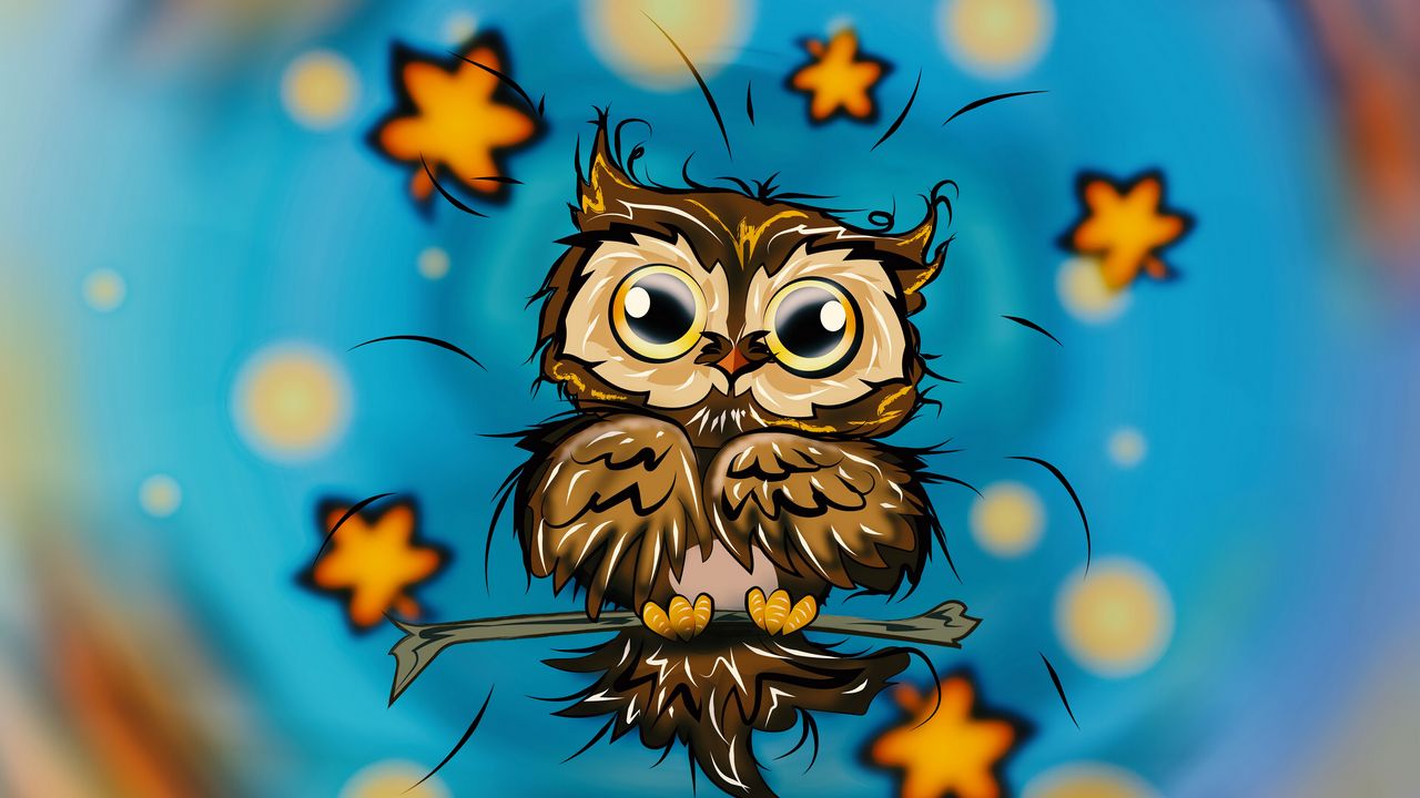 Wallpaper owl, bird, stars, cute, art