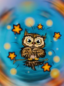 Preview wallpaper owl, bird, stars, cute, art