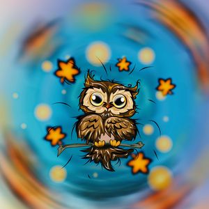 Preview wallpaper owl, bird, stars, cute, art