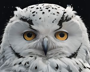 Preview wallpaper owl, bird, white, feathers, snow, winter, art