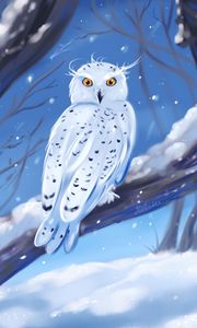 Preview wallpaper owl, bird, white, winter, art
