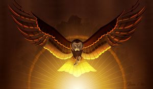 Preview wallpaper owl, bird, wings, art