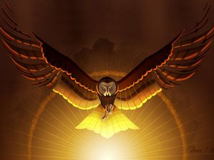 Preview wallpaper owl, bird, wings, art
