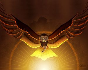 Preview wallpaper owl, bird, wings, art