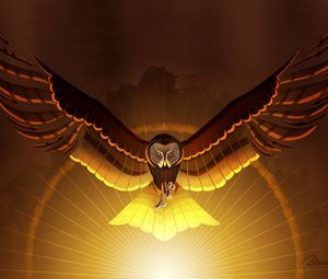 Preview wallpaper owl, bird, wings, art
