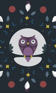 Preview wallpaper owl, branch, art, vector, leaves