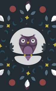 Preview wallpaper owl, branch, art, vector, leaves