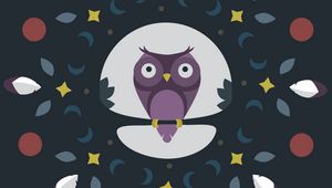 Preview wallpaper owl, branch, art, vector, leaves