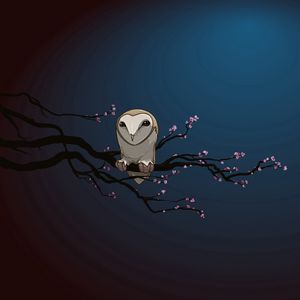 Preview wallpaper owl, branch, night