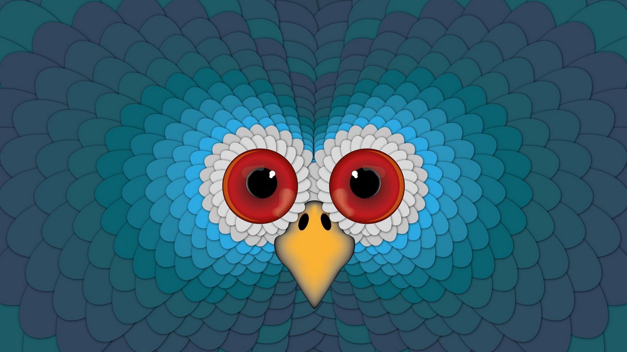 Wallpaper owl, eyes, beak, bright, surface