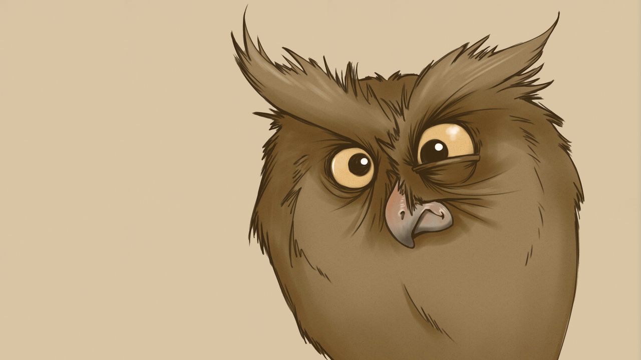 Wallpaper owl, eyes, surprise, drawing