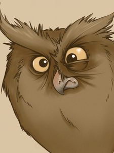 Preview wallpaper owl, eyes, surprise, drawing