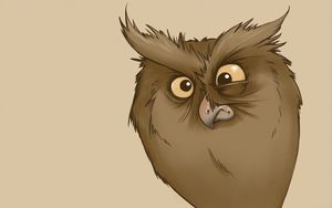 Preview wallpaper owl, eyes, surprise, drawing