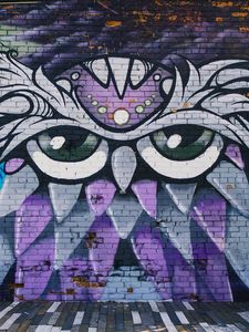 Preview wallpaper owl, graffiti, art, wall, street art