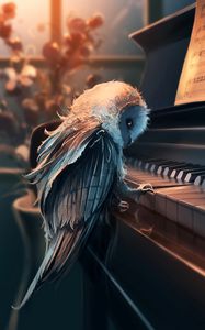 Preview wallpaper owl, piano, art, music