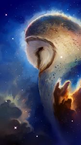 Preview wallpaper owl, space, art, bird, stars