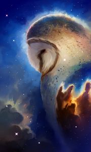 Preview wallpaper owl, space, art, bird, stars