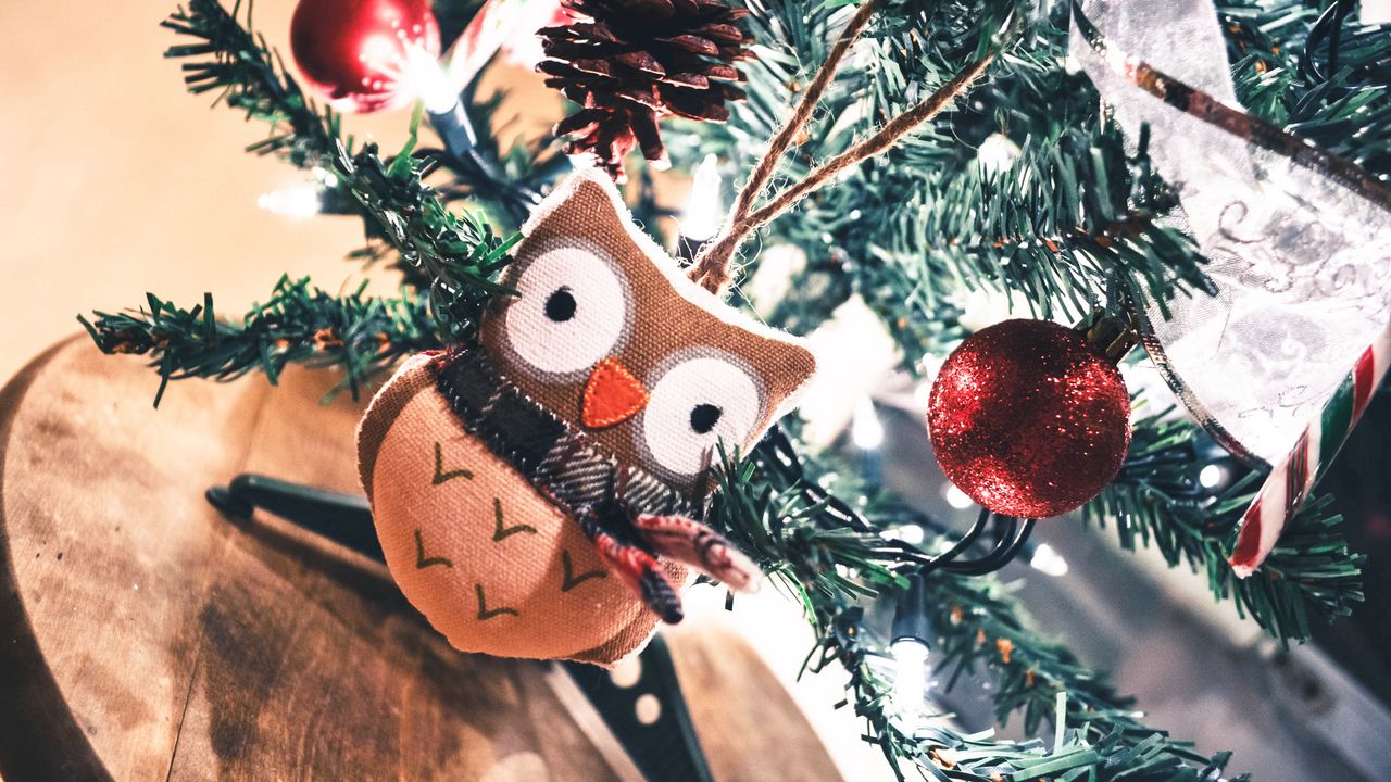 Wallpaper owl, toy, christmas, new year