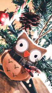 Preview wallpaper owl, toy, christmas, new year