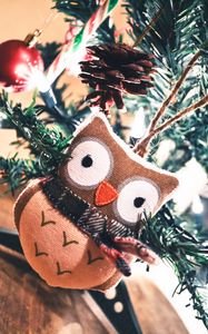 Preview wallpaper owl, toy, christmas, new year