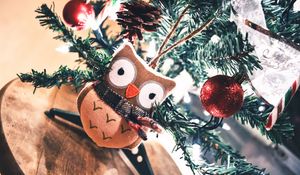 Preview wallpaper owl, toy, christmas, new year